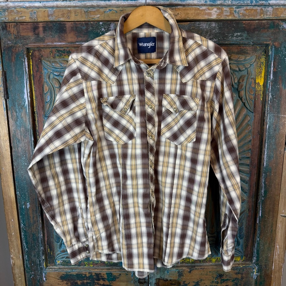 Vintage Y2K Wrangler Pearl snap plaid shirt